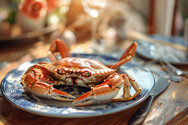 梭子蟹冰鲜食材摄影图