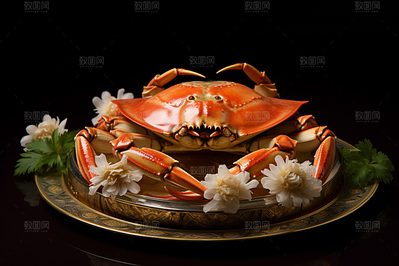 梭子蟹冰鲜美味摄影图