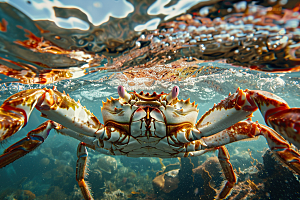 梭子蟹螃蟹海洋摄影图