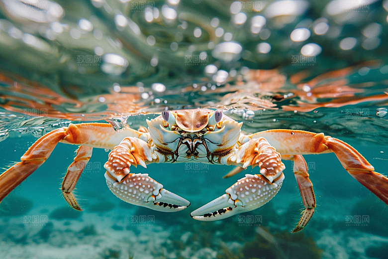 梭子蟹大海海蟹摄影图