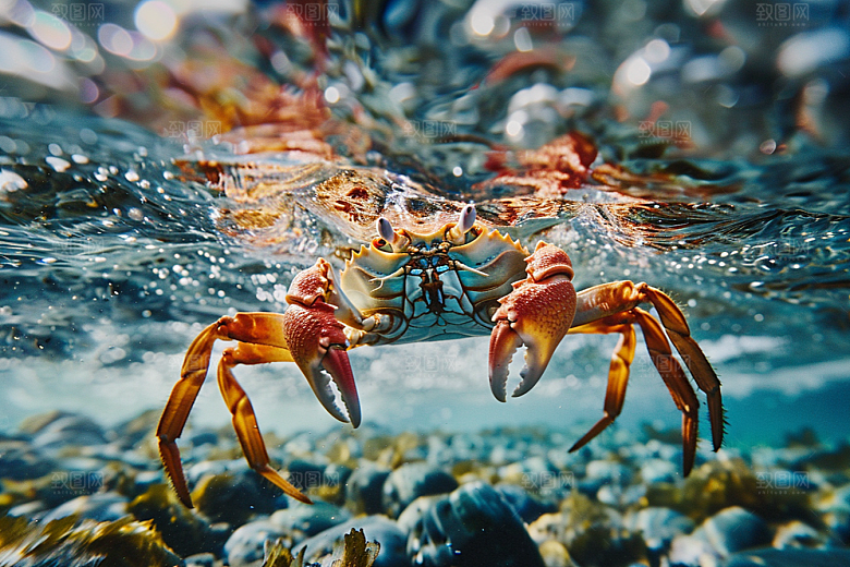 梭子蟹海蟹螃蟹摄影图