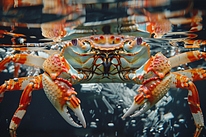 梭子蟹螃蟹大海摄影图