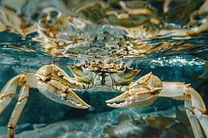 梭子蟹螃蟹美食摄影图