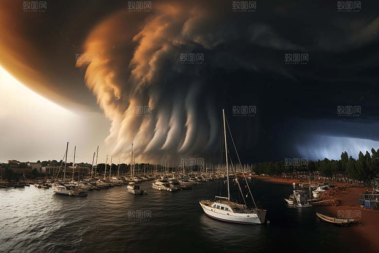 台风龙卷风天气风灾摄影图