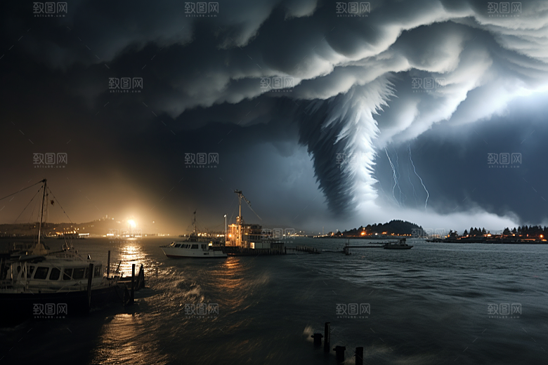 台风龙卷风自然灾害可怕摄影图
