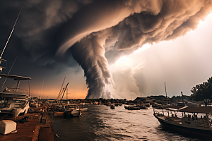 台风龙卷风自然灾害气象摄影图