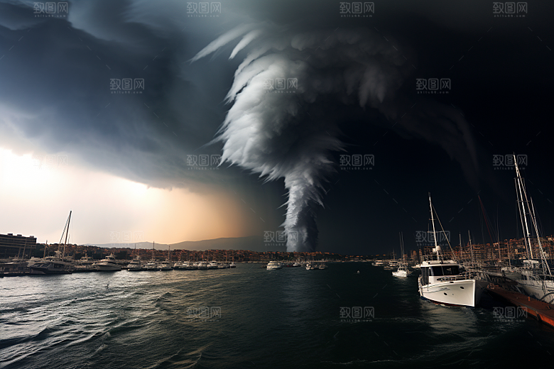 台风龙卷风高清极端天气摄影图