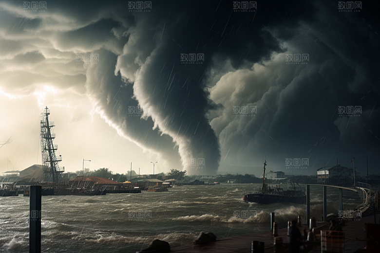 台风龙卷风自然灾害极端天气摄影图