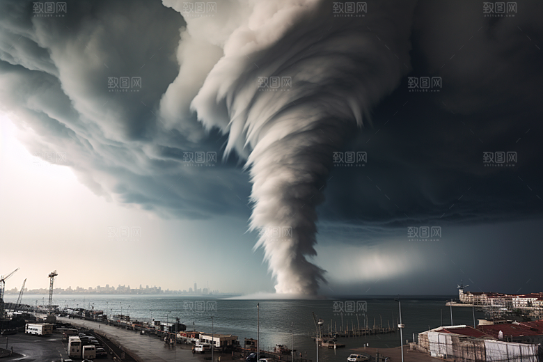台风龙卷风极端天气天气摄影图