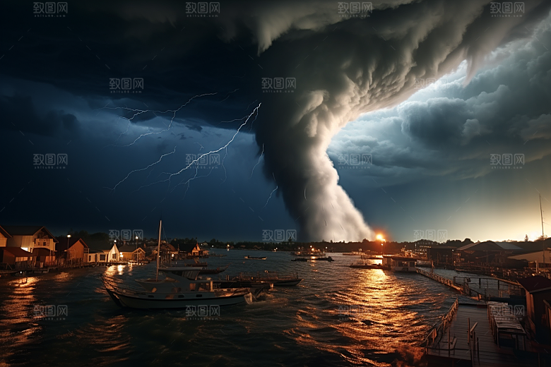 台风龙卷风极端天气夏季摄影图