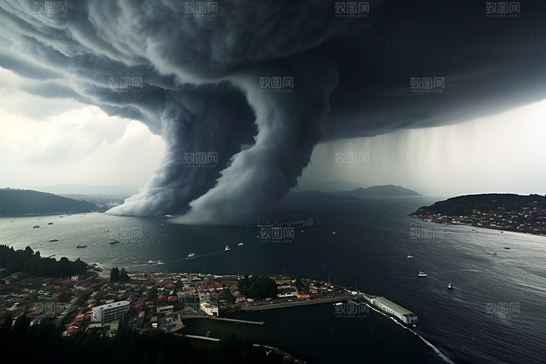 台风龙卷风极端天气气象摄影图