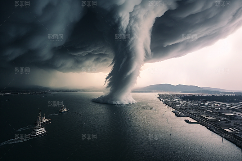 台风龙卷风极端天气气象摄影图