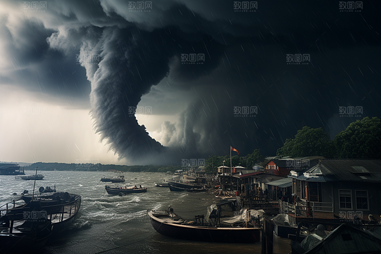 台风龙卷风平原可怕摄影图