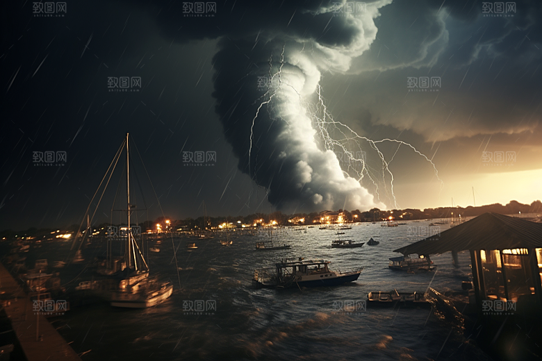 台风龙卷风天气极端天气摄影图