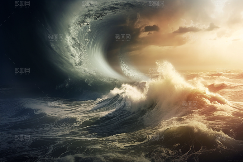 台风龙卷风极端天气风灾摄影图