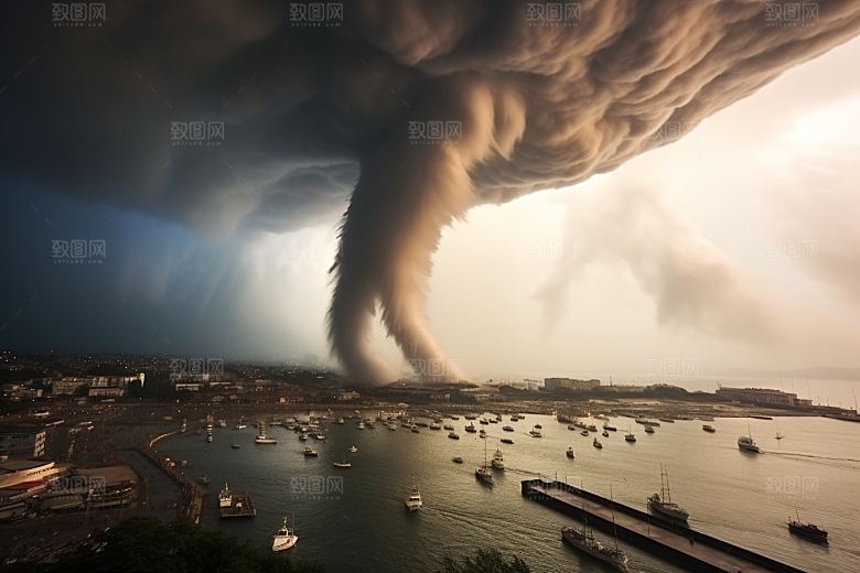 台风龙卷风极端天气气象摄影图