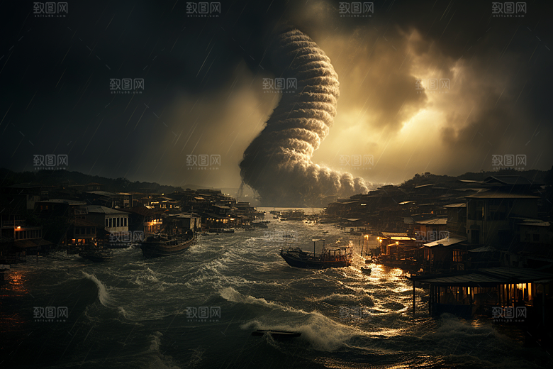 台风龙卷风自然灾害气象摄影图