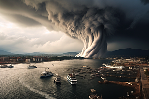 台风龙卷风风灾自然灾害摄影图
