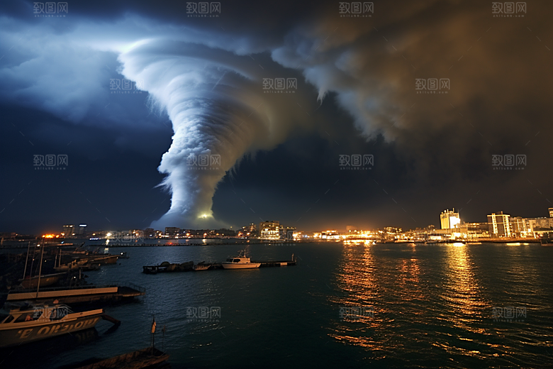 台风龙卷风风灾天气摄影图