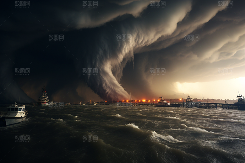 台风龙卷风夏季极端天气摄影图