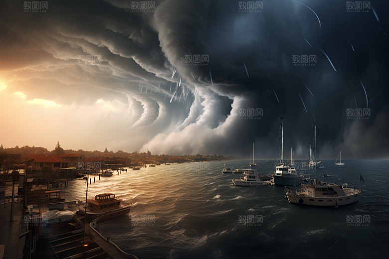 台风龙卷风夏季可怕摄影图
