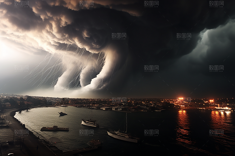 台风龙卷风天气极端天气摄影图
