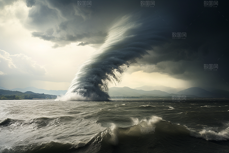 台风龙卷风极端天气夏季摄影图