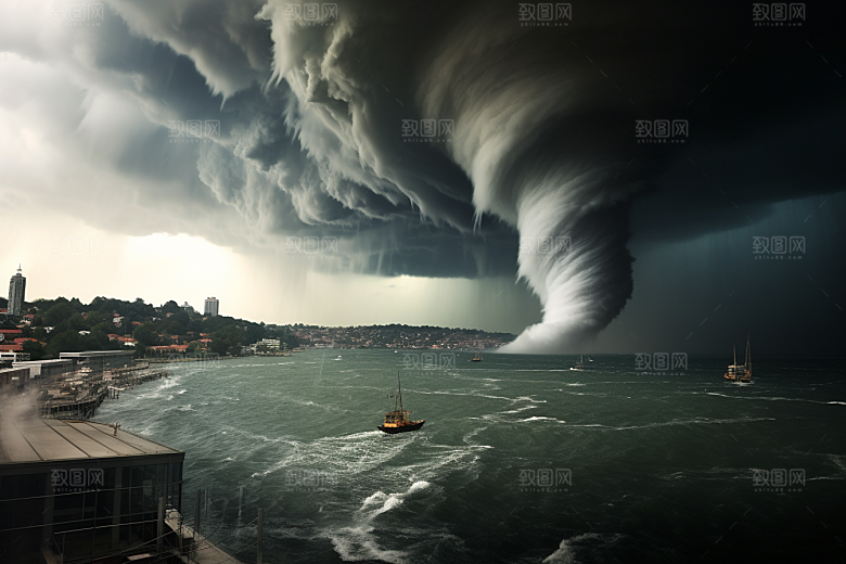 台风龙卷风极端天气可怕摄影图