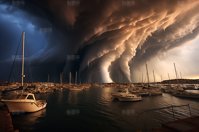 台风龙卷风天气平原摄影图