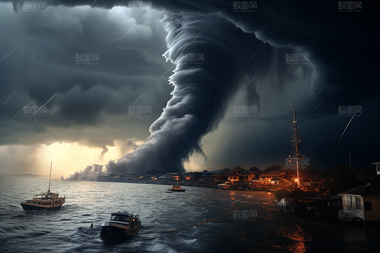 台风龙卷风高清极端天气摄影图