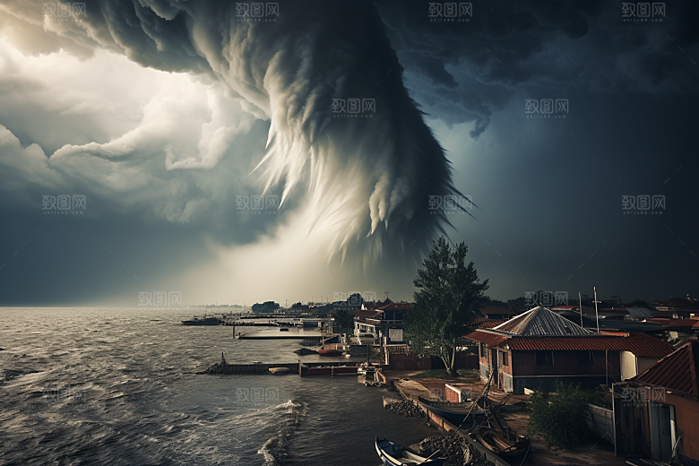 台风龙卷风极端天气夏季摄影图