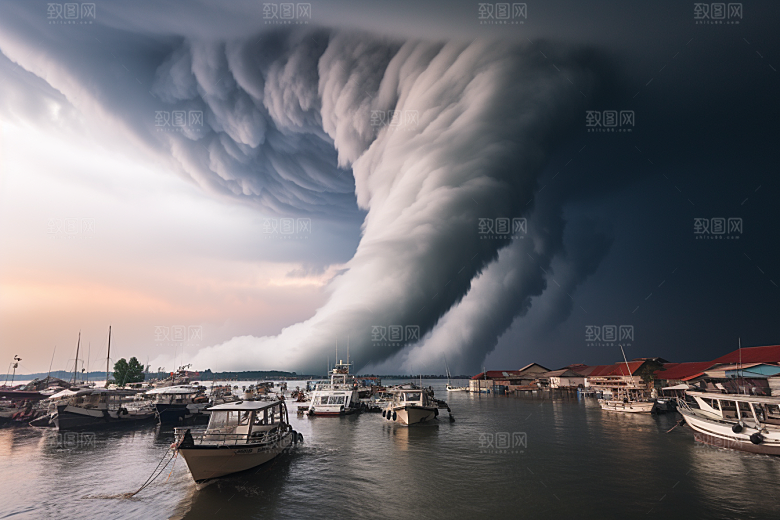 台风龙卷风天气极端天气摄影图