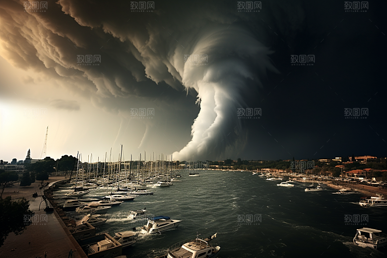 台风龙卷风天气自然灾害摄影图