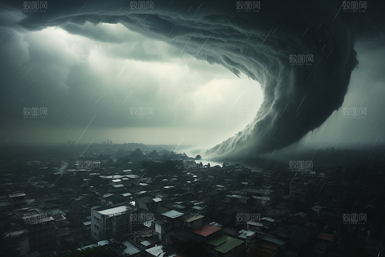 台风龙卷风自然灾害天气摄影图