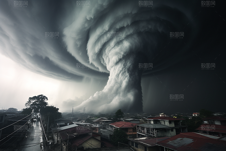 台风龙卷风自然灾害天气摄影图
