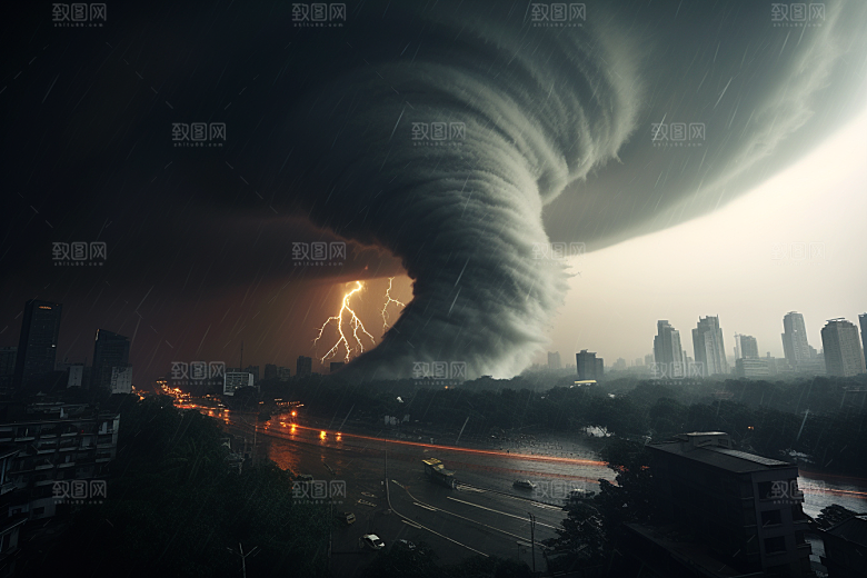 台风龙卷风可怕极端天气摄影图