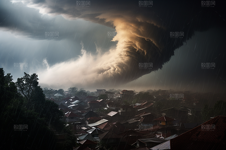 台风龙卷风可怕自然灾害摄影图