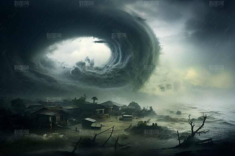 台风龙卷风极端天气自然灾害摄影图