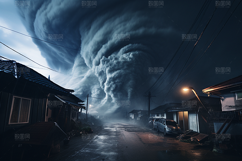 台风龙卷风极端天气自然灾害摄影图