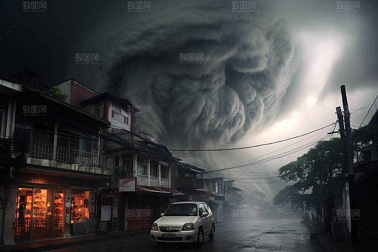 台风龙卷风可怕自然灾害摄影图