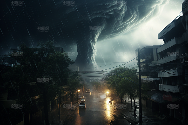 台风龙卷风夏季极端天气摄影图