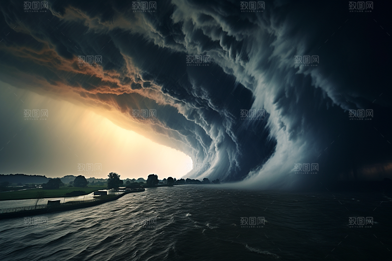 台风龙卷风夏季风灾摄影图