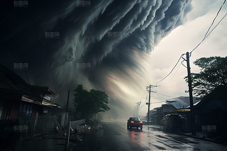 台风龙卷风自然灾害极端天气摄影图