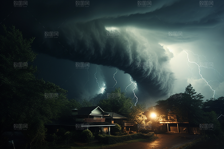 台风龙卷风夏季极端天气摄影图