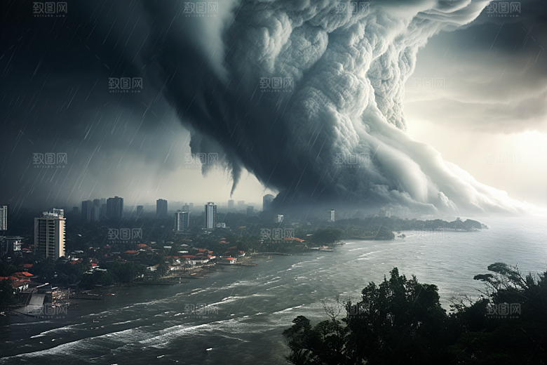 台风龙卷风自然灾害天气摄影图