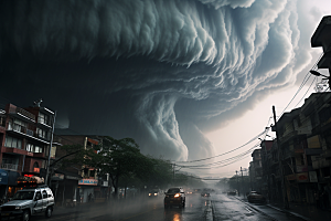 台风龙卷风自然灾害气象摄影图