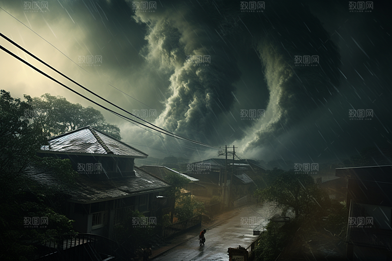 台风龙卷风可怕平原摄影图