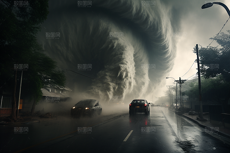 台风龙卷风极端天气天气摄影图