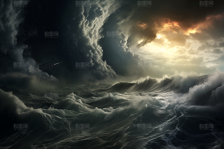 台风龙卷风天气极端天气摄影图