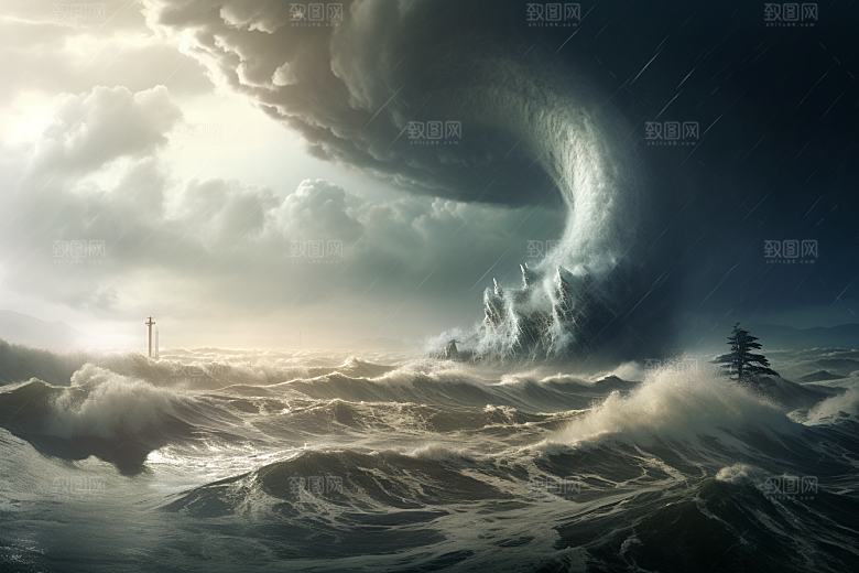 台风龙卷风极端天气天气摄影图